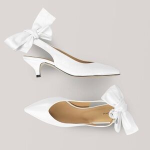 Ganni White Bow Slingback Heels Size 38